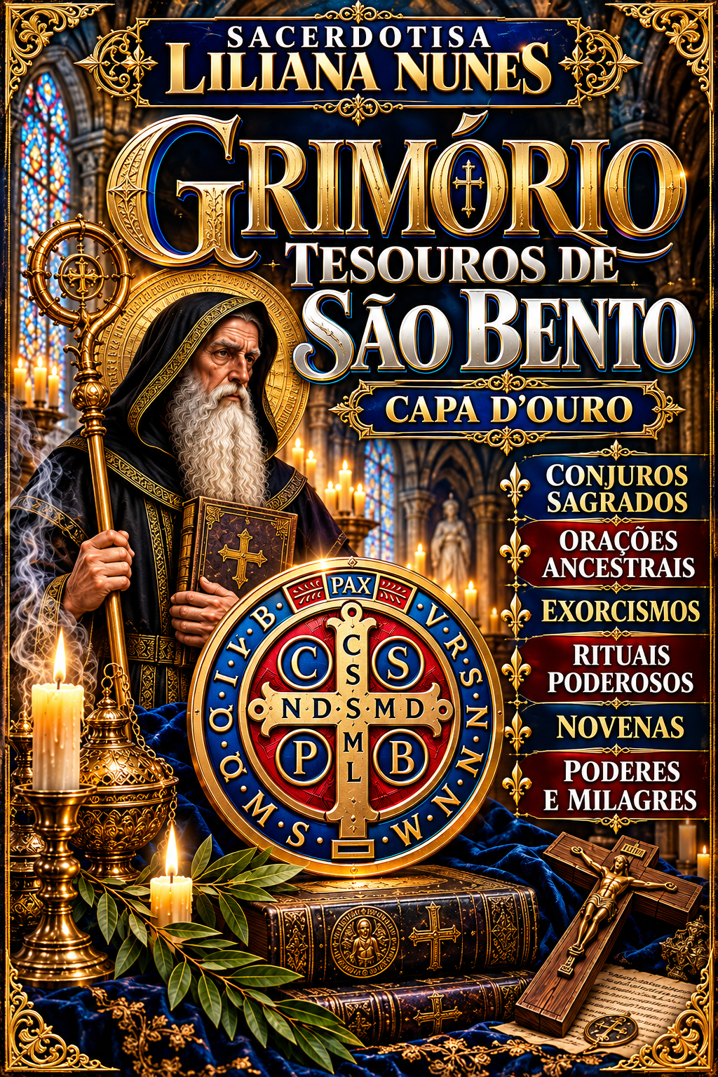 GRIMORIUM — Tesouros de São Bento | Capa d’Ouro — Orações, Conjuros e Rituais Sagrados